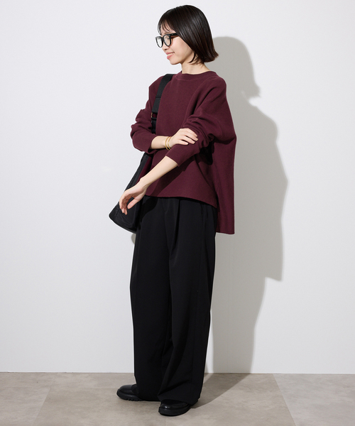 SLOBE IENA(スローブイエナ)の「《セットアップ対応可/WEB限定/追加》コットンダブルフェイスプルオーバー(ニット/セーター・レディース・ボルドー/ブラック/アイボリー/グレー・FREE)」の13枚目の写真