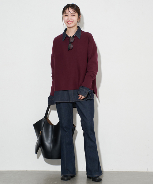 SLOBE IENA(スローブイエナ)の「《セットアップ対応可/WEB限定/追加》コットンダブルフェイスプルオーバー(ニット/セーター・レディース・ボルドー/ブラック/アイボリー/グレー・FREE)」の17枚目の写真