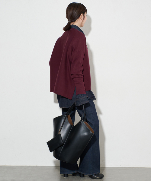 SLOBE IENA(スローブイエナ)の「《セットアップ対応可/WEB限定/追加》コットンダブルフェイスプルオーバー(ニット/セーター・レディース・ボルドー/ブラック/アイボリー/グレー・FREE)」の19枚目の写真