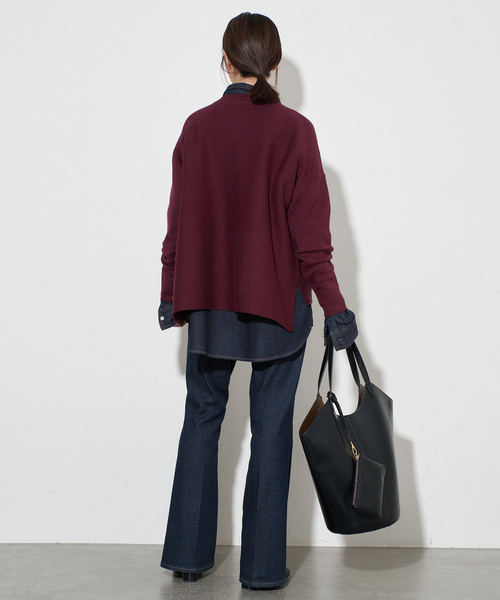 SLOBE IENA(スローブイエナ)の「《セットアップ対応可/WEB限定/追加》コットンダブルフェイスプルオーバー(ニット/セーター・レディース・ボルドー/ブラック/アイボリー/グレー・FREE)」の20枚目の写真