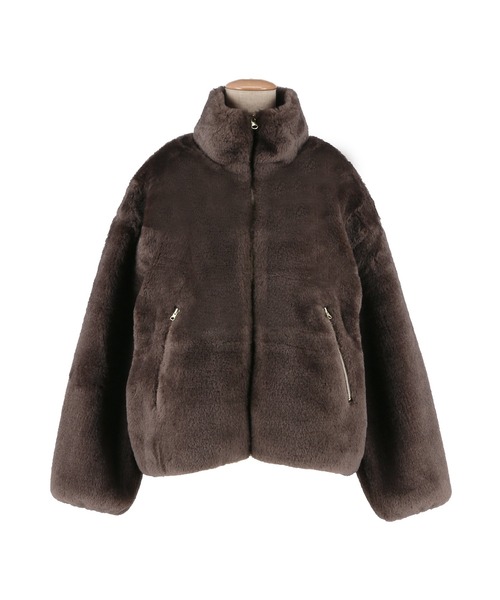 coca フェイクファースタンドカラーブルゾン ブラウン　L セール】フェイクファースタンドカラーブルゾン（ブルゾン）｜coca