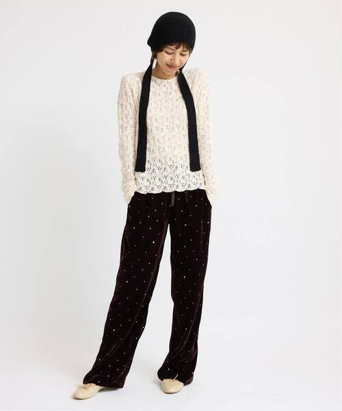 IENA（イエナ）の「《追加2》Flowerストレッチレースプルオーバー（Tシャツ/カットソー・レディース・アイボリー/グレー/ブラック・FREE）」の5枚目の写真