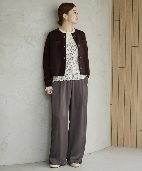 IENA（イエナ）の「《追加2》Flowerストレッチレースプルオーバー（Tシャツ/カットソー・レディース・アイボリー/グレー/ブラック・FREE）」の6枚目の写真