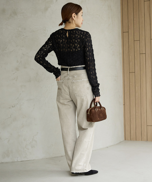 IENA（イエナ）の「《追加2》Flowerストレッチレースプルオーバー（Tシャツ/カットソー・レディース・アイボリー/グレー/ブラック・FREE）」の11枚目の写真