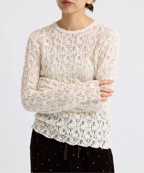 IENA（イエナ）の「《追加2》Flowerストレッチレースプルオーバー（Tシャツ/カットソー・レディース・アイボリー/グレー/ブラック・FREE）」の12枚目の写真