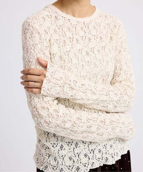 IENA（イエナ）の「《追加2》Flowerストレッチレースプルオーバー（Tシャツ/カットソー・レディース・アイボリー/グレー/ブラック・FREE）」の14枚目の写真