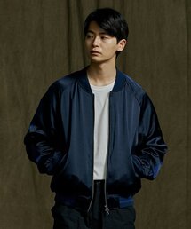 VISCOSE SATIN JACKET _ NAVY