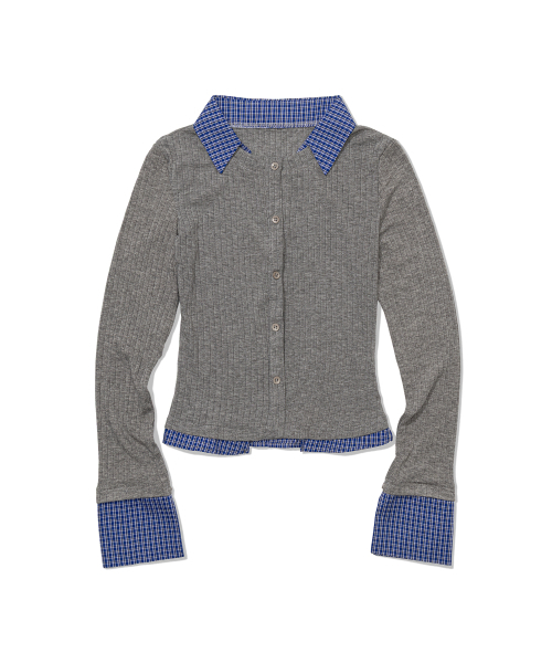 MOAA(モア)の「Dual Trim Shirt Cardigan (GRAY)(カーディガン/ボレロ・レディース・その他・SMALL/MEDIUM)」の1枚目の写真
