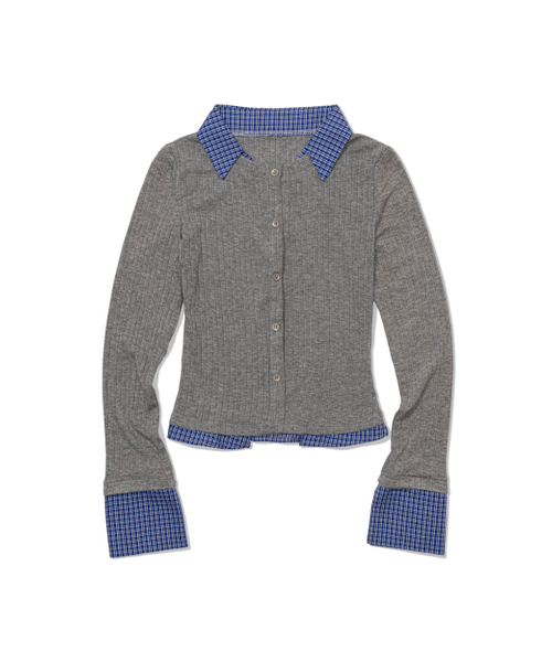 MOAA(モア)の「Dual Trim Shirt Cardigan (GRAY)(カーディガン/ボレロ・レディース・その他・SMALL/MEDIUM)」の2枚目の写真