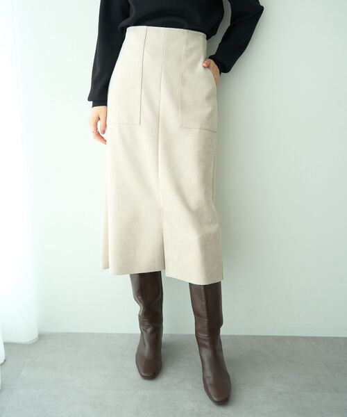 YECCA VECCA（イェッカヴェッカ）の「ハイウエストフェイクスエードスカート（スカート・レディース・テラコッタ/ブラウン/ライトベージュ/ライトブルー・S/M）」の4枚目の写真