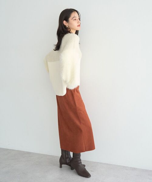 YECCA VECCA（イェッカヴェッカ）の「ハイウエストフェイクスエードスカート（スカート・レディース・テラコッタ/ブラウン/ライトベージュ/ライトブルー・S/M）」の6枚目の写真