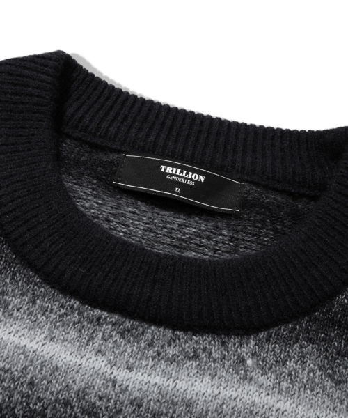 TRILLION(トリリオン)の「ウォッシャブルグラデーションストライプクルーネックニット_ブラック(ニット/セーター・レディース・その他・MEDIUM/LARGE/X-LARGE)」の6枚目の写真