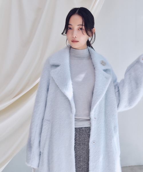 SNIDEL（スナイデル）の「バックオープンニットプルオーバー（ニット/セーター・レディース・ライトブルー/オフホワイト/グレー・F）」の5枚目の写真