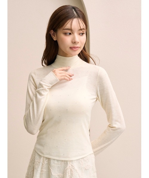 SNIDEL（スナイデル）の「バックオープンニットプルオーバー（ニット/セーター・レディース・ライトブルー/オフホワイト/グレー・F）」の10枚目の写真