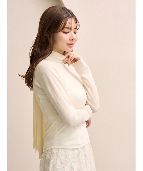 SNIDEL（スナイデル）の「バックオープンニットプルオーバー（ニット/セーター・レディース・ライトブルー/オフホワイト/グレー・F）」の12枚目の写真