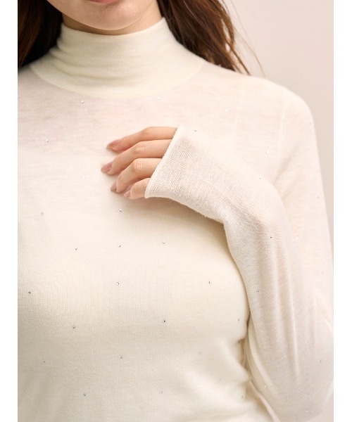 SNIDEL（スナイデル）の「バックオープンニットプルオーバー（ニット/セーター・レディース・ライトブルー/オフホワイト/グレー・F）」の13枚目の写真