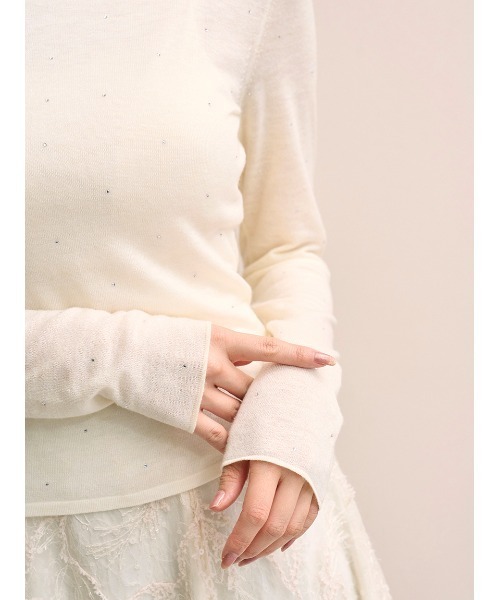 SNIDEL（スナイデル）の「バックオープンニットプルオーバー（ニット/セーター・レディース・ライトブルー/オフホワイト/グレー・F）」の14枚目の写真