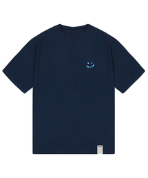 [ユニセックス]SKY クラウド ドローイングスマイル 半袖Tシャツ_ネイビー