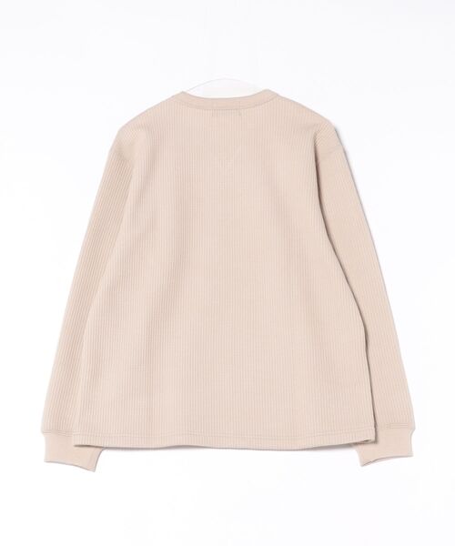 ALMOND(アーモンド)の「WAFFLE CREW L/S T-SHIRTS/ALMOND アーモンド ワッフル クルーネック 長袖Tシャツ サーマル 厚手 ロンT(Tシャツ/カットソー・メンズ・ベージュ/ネイビー・LARGE/MEDIUM)」の3枚目の写真