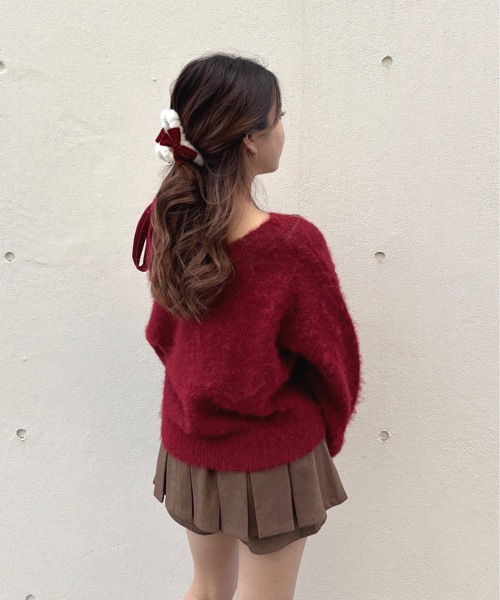 one way(ワンウェイ)の「ベロアリボンワンショルニット(ニット/セーター・レディース・グレー/レッド/ホワイト/ベージュ・FREE)」の19枚目の写真