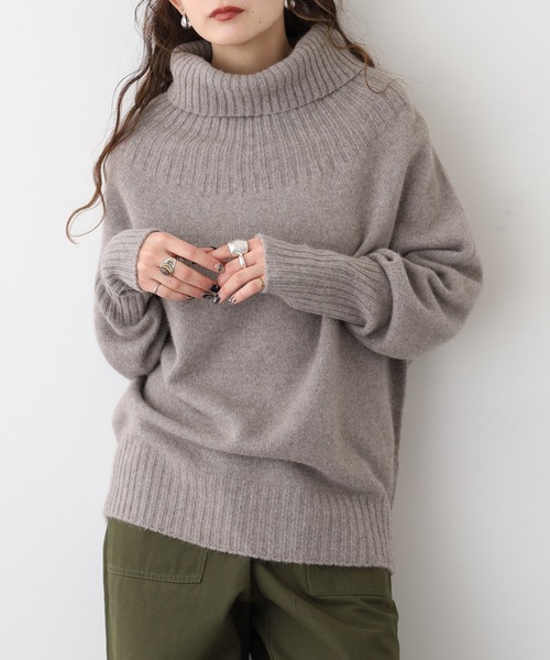 BRODIAEA(ブローディア)の「BRODIAEA リブタートルホールガーメントニット 日本製(ニット/セーター・レディース・ブルーグリーン/レンガ/アイボリー/グレー・40)」の2枚目の写真