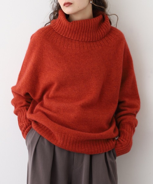 BRODIAEA(ブローディア)の「BRODIAEA リブタートルホールガーメントニット 日本製(ニット/セーター・レディース・ブルーグリーン/レンガ/アイボリー/グレー・40)」の4枚目の写真