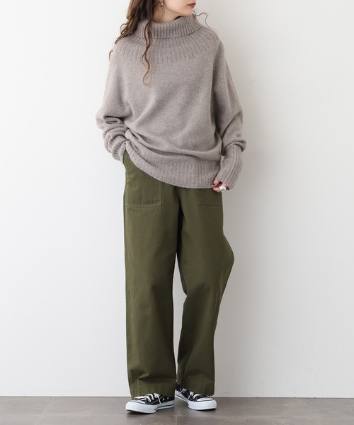 BRODIAEA(ブローディア)の「BRODIAEA リブタートルホールガーメントニット 日本製(ニット/セーター・レディース・ブルーグリーン/レンガ/アイボリー/グレー・40)」の5枚目の写真