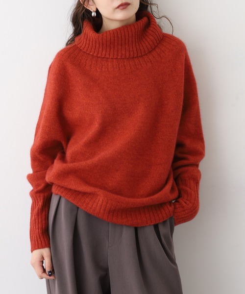 BRODIAEA(ブローディア)の「BRODIAEA リブタートルホールガーメントニット 日本製(ニット/セーター・レディース・ブルーグリーン/レンガ/アイボリー/グレー・40)」の10枚目の写真