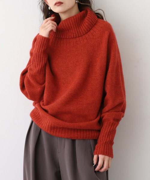 BRODIAEA(ブローディア)の「BRODIAEA リブタートルホールガーメントニット 日本製(ニット/セーター・レディース・ブルーグリーン/レンガ/アイボリー/グレー・40)」の11枚目の写真