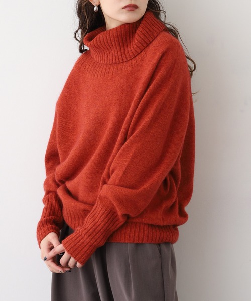 BRODIAEA(ブローディア)の「BRODIAEA リブタートルホールガーメントニット 日本製(ニット/セーター・レディース・ブルーグリーン/レンガ/アイボリー/グレー・40)」の12枚目の写真