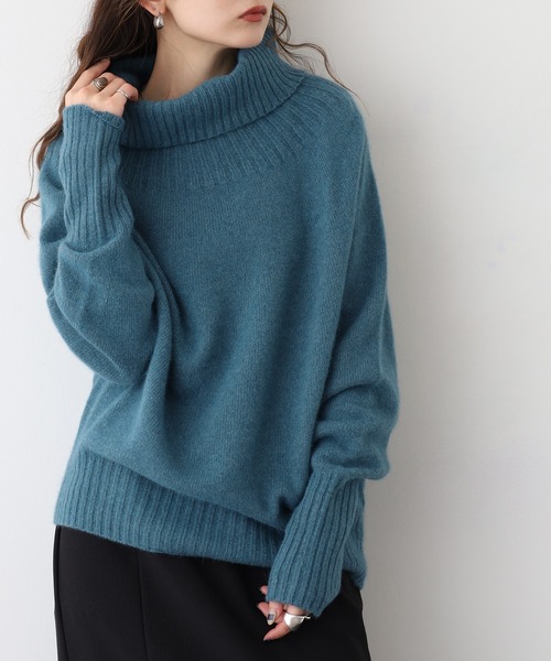 BRODIAEA(ブローディア)の「BRODIAEA リブタートルホールガーメントニット 日本製(ニット/セーター・レディース・ブルーグリーン/レンガ/アイボリー/グレー・40)」の14枚目の写真