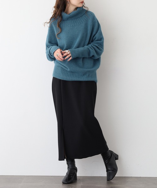 BRODIAEA(ブローディア)の「BRODIAEA リブタートルホールガーメントニット 日本製(ニット/セーター・レディース・ブルーグリーン/レンガ/アイボリー/グレー・40)」の17枚目の写真