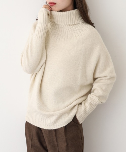 BRODIAEA(ブローディア)の「BRODIAEA リブタートルホールガーメントニット 日本製(ニット/セーター・レディース・ブルーグリーン/レンガ/アイボリー/グレー・40)」の6枚目の写真