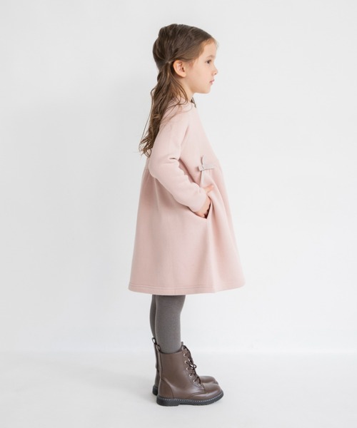 BRANSHES（ブランシェス）の「【あったか】ウエストリボン裏起毛ワンピース（ワンピース・キッズ・ピンク/ブラック・80/110/130/100/120/90/140/150）」の8枚目の写真