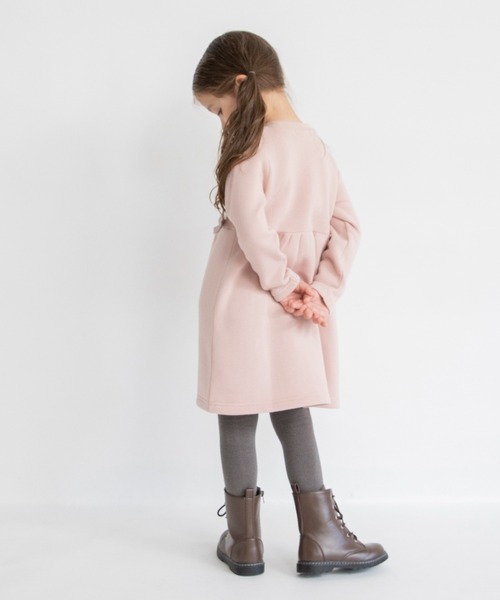 BRANSHES（ブランシェス）の「【あったか】ウエストリボン裏起毛ワンピース（ワンピース・キッズ・ピンク/ブラック・80/110/130/100/120/90/140/150）」の9枚目の写真