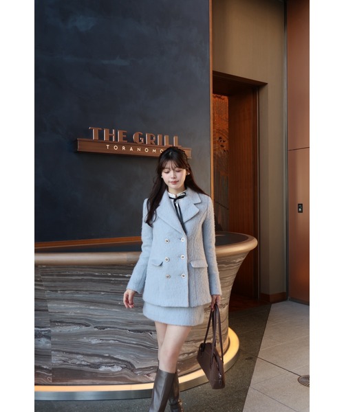 MISTREASS(ミストレアス)の「Shaggy Tailored Mini Set(セットアップ・レディース・アイボリー/グレイッシュブルー/ピンク・FREE)」の19枚目の写真
