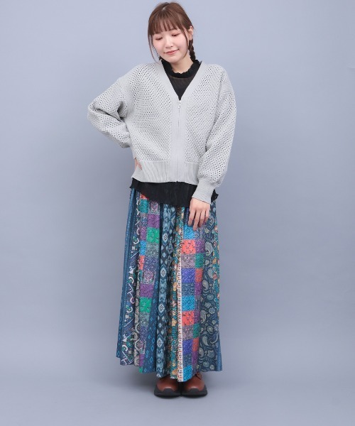 チチカカ（チチカカ）の「ファブリックプリントジャージースカート（スカート・レディース・ブルー/マルチ/ベージュ・MEDIUM/LARGE）」の15枚目の写真