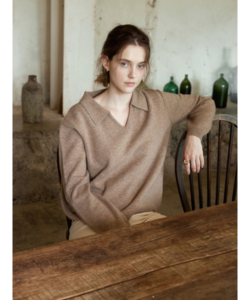 LENINA(レニーナ)の「SERIN v-neck collar wool knit_MOCHA(ニット/セーター・レディース・モカ・FREE)」の3枚目の写真