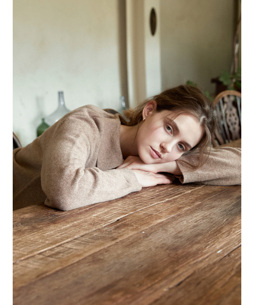 セール】SERIN v-neck collar wool knit_MOCHA（ニット/セーター