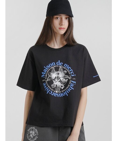 FABULOUS ARCHIVE(ファビュラスアーカイブ)の「ウィメンズ リリス リラックスクロップTシャツ ブラックブルー(FCC2TS385W)(Tシャツ/カットソー・レディース・ブラック・SMALL/MEDIUM)」の1枚目の写真