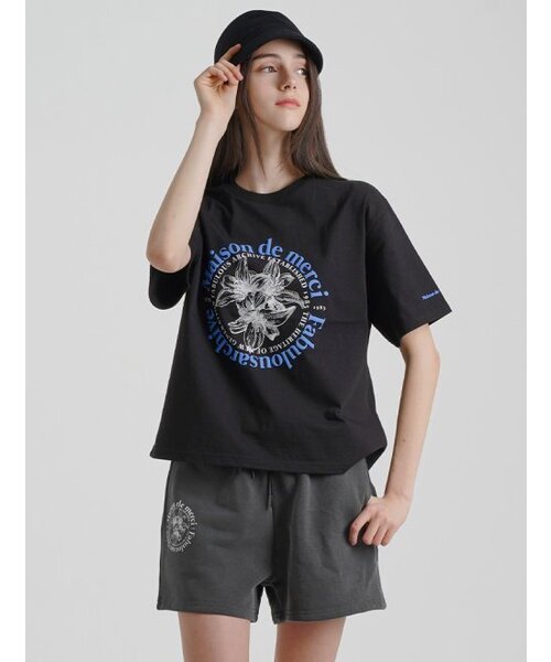 FABULOUS ARCHIVE(ファビュラスアーカイブ)の「ウィメンズ リリス リラックスクロップTシャツ ブラックブルー(FCC2TS385W)(Tシャツ/カットソー・レディース・ブラック・SMALL/MEDIUM)」の2枚目の写真