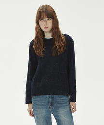 WOOL BOKASHI CREW NECK ROUND KNIT_NAVY