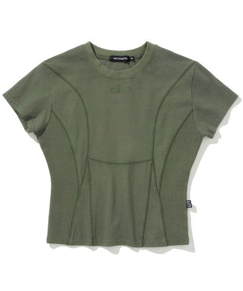 NOT4NERD(ノットフォーナード)の「W N4ND Incision Pigment T-Shirts - Khaki(Tシャツ/カットソー・レディース・その他・MEDIUM/SMALL)」の1枚目の写真