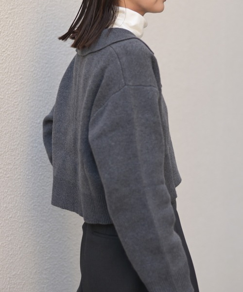 Marient（マリエント）の「テーラーカラーニットPO（ニット/セーター・レディース・グレー/ブラウン・FREE）」の4枚目の写真