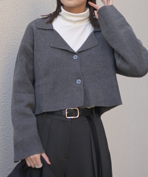 Marient（マリエント）の「テーラーカラーニットPO（ニット/セーター・レディース・グレー/ブラウン・FREE）」の5枚目の写真