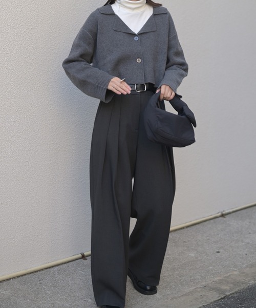 Marient（マリエント）の「テーラーカラーニットPO（ニット/セーター・レディース・グレー/ブラウン・FREE）」の6枚目の写真