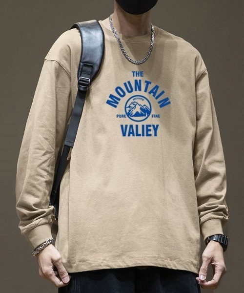link lot(リンクロット)の「【カラバリ豊富】マウンテンサークル ルーズシルエット フロントロゴ ロンT(Tシャツ/カットソー・メンズ・ブラック/ブルー/ホワイト/ネイビー/ダークグレー/ベージュ・M/L)」の13枚目の写真