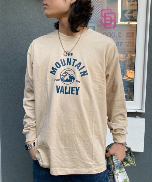 link lot(リンクロット)の「【カラバリ豊富】マウンテンサークル ルーズシルエット フロントロゴ ロンT(Tシャツ/カットソー・メンズ・ブラック/ブルー/ホワイト/ネイビー/ダークグレー/ベージュ・M/L)」の10枚目の写真