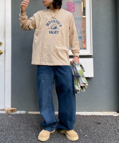 link lot(リンクロット)の「【カラバリ豊富】マウンテンサークル ルーズシルエット フロントロゴ ロンT(Tシャツ/カットソー・メンズ・ブラック/ブルー/ホワイト/ネイビー/ダークグレー/ベージュ・M/L)」の12枚目の写真