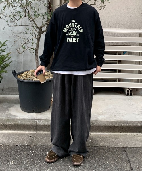link lot(リンクロット)の「【カラバリ豊富】マウンテンサークル ルーズシルエット フロントロゴ ロンT(Tシャツ/カットソー・メンズ・ブラック/ブルー/ホワイト/ネイビー/ダークグレー/ベージュ・M/L)」の16枚目の写真